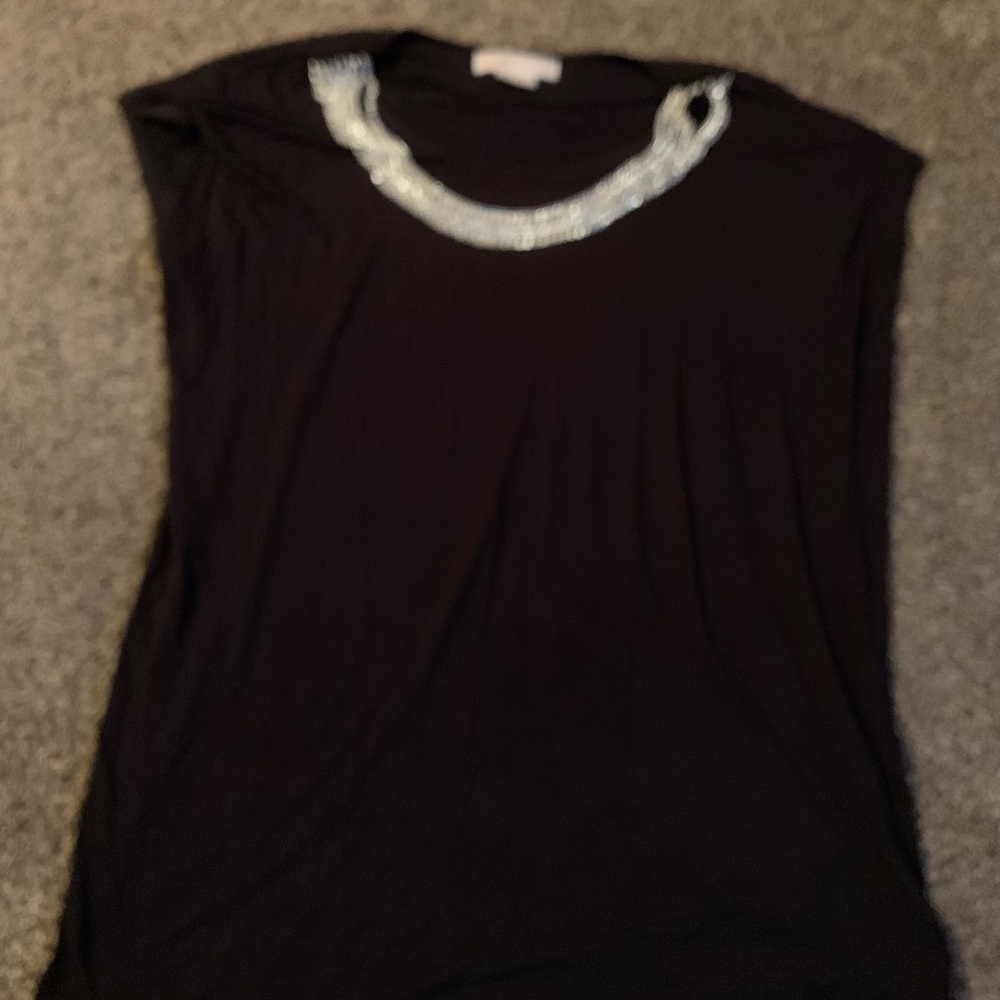 Michael Kors black shirt with built in necklace